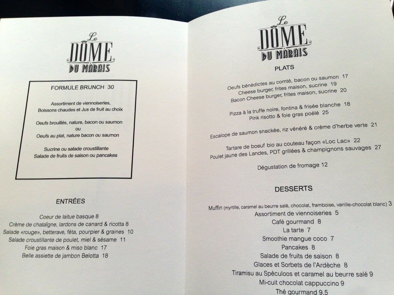 Le Dôme du Marais - brunch