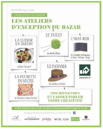 ateliers culinaires, mode, customisation et décoration au BHV