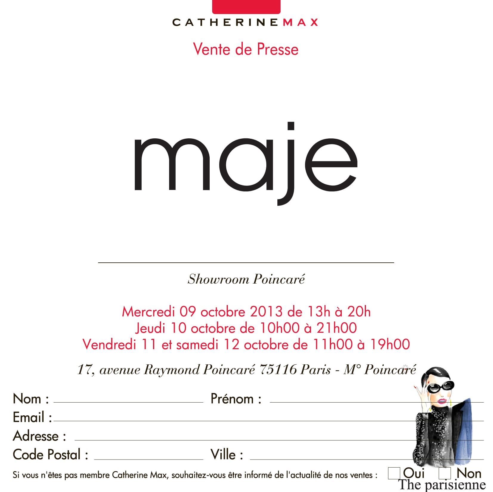 Invitation vente presse MAJE